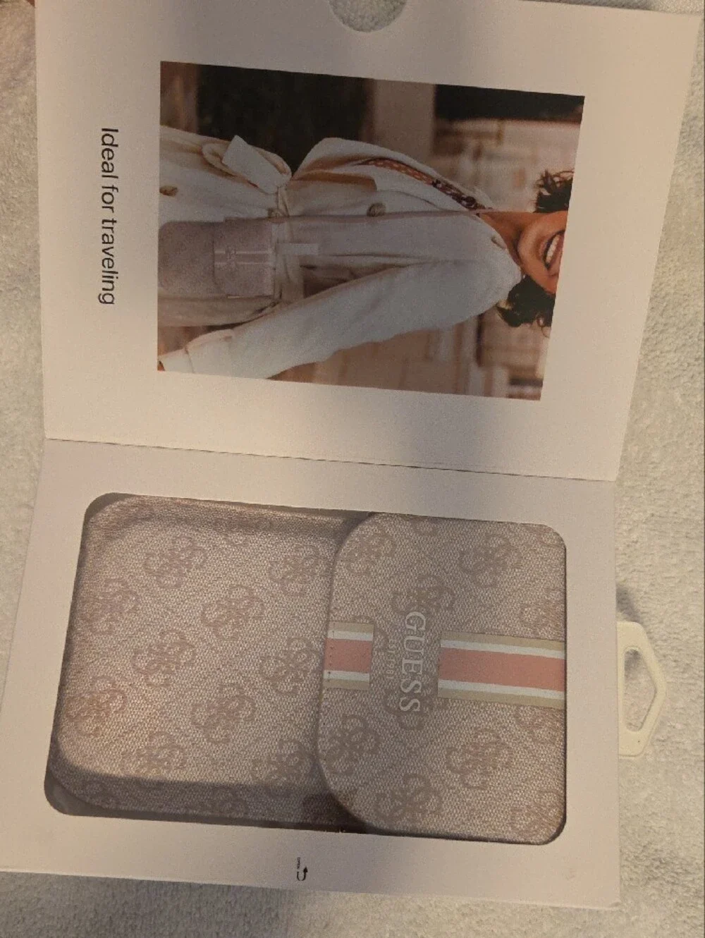 GUESS Pink Patterned Universal Phone Pouch with Strap and Card Slot